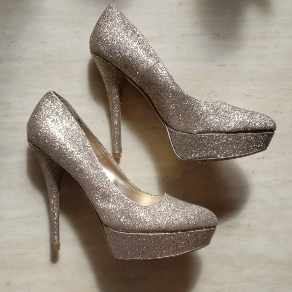Call It Spring Gold Glitter Pumps